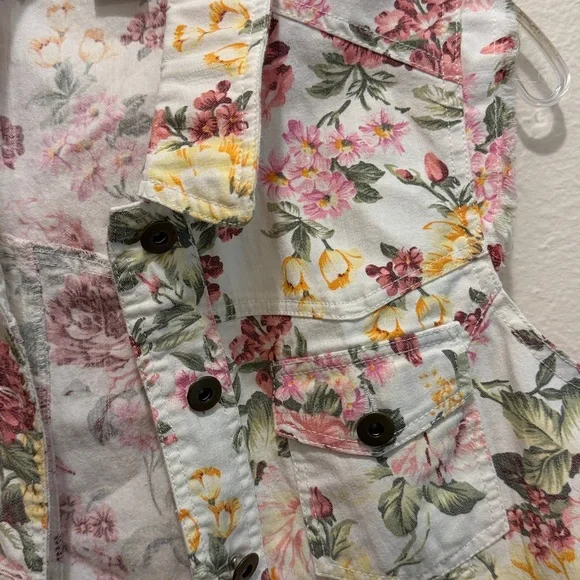 Vintage Floral Sleeveless Denim Vest Dress Jacket Jean Jacket - Picture 3 of 6